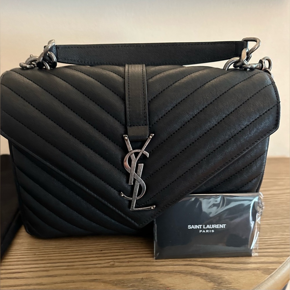 Saint Laurent College Medium Matelasse Lambskin V-Flap Crossbody Bag